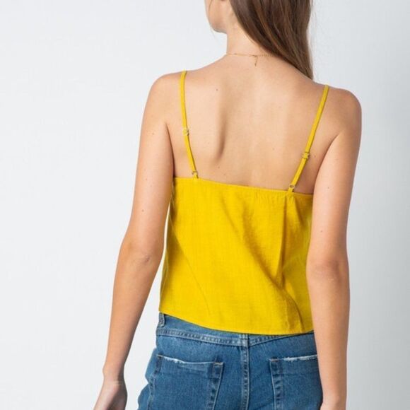 MUSTARD BUTTON DOWN TANK TOP - Picture 3 of 4